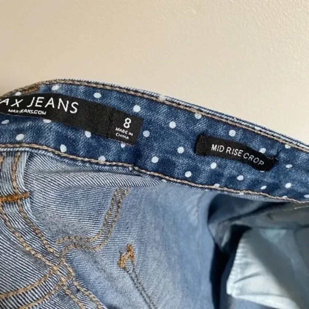 Max Jeans Mid Rise Crop White Polka Dots - Picture 7 of 9